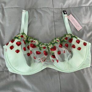 NWT Victoria's Secret Bra 34DD Strawberries Unlined Underwire Feminine NEW $65